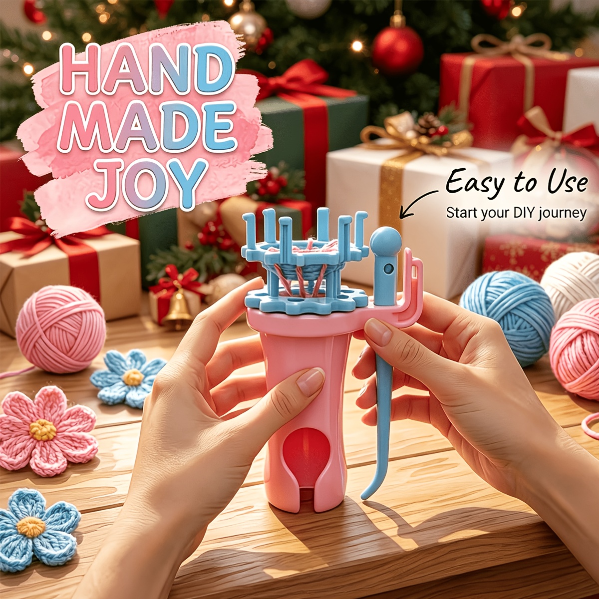TEMU Interchangeable Head Hand Knitting Machine/ Rope Maker Double Head Weaver Yarn Needle Knit Sewing Craft Tool/spool Loom Knitting Rope Hook