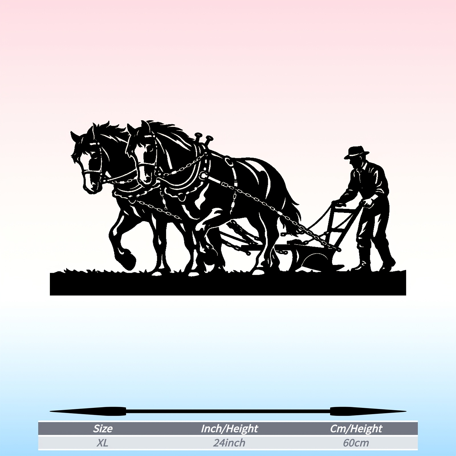 TEMU 1pc 2 Horses Plowing Farmer Metal Wall Art, Farming Scene Statue Mural, Ideal Gift For Thanksgiving, Fathers Day, Farm Decor Enthusiasts,