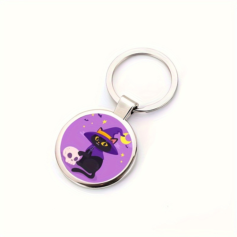 TEMU Single Piece Personalized Halloween Keychain | Customizable Single-sided Alloy Key Ring For Family, , And Pets - Ideal For Birthdays And