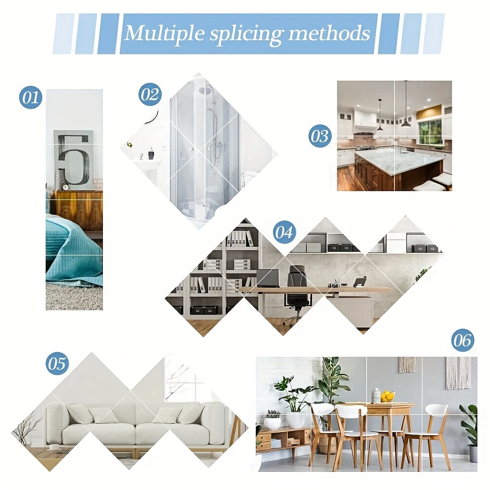 

4pcs Set, Shatterproof -length , , -free, Battery-free, For , , And Bathroom Decor