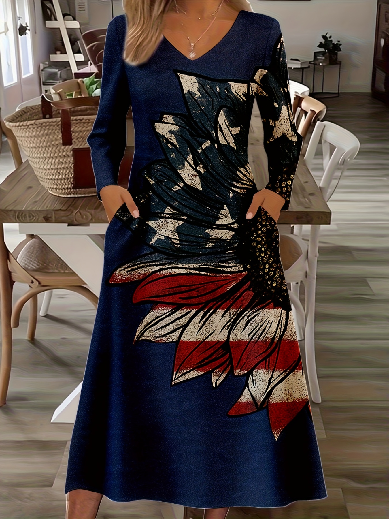 navy blue long sleeve dress sold on Temu United States