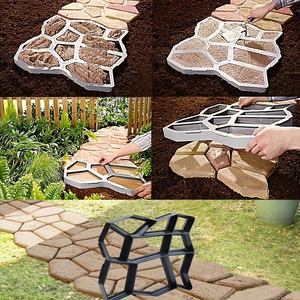 diy garden paving mold kit durable plastic cement concrete road repair tool for lawn care details 2