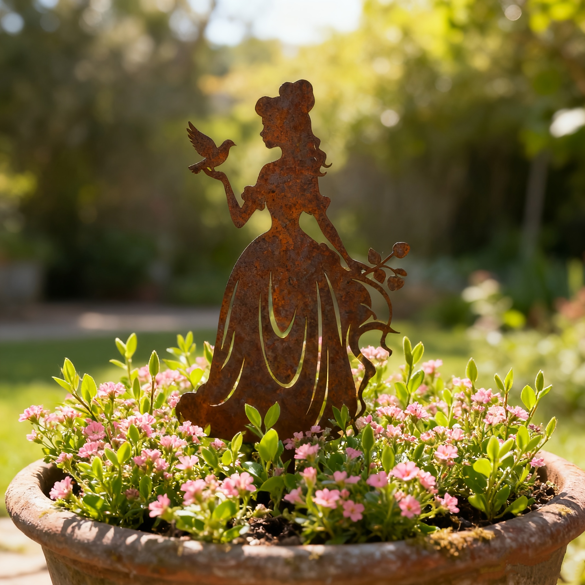 TEMU [2d Flat] 1pc Of Outdoor Rusty Iron Garden Decor, Garden Sign, Garden Metal Stake, Garden Insert Sign, Garden Decoration, For Flower Pot And