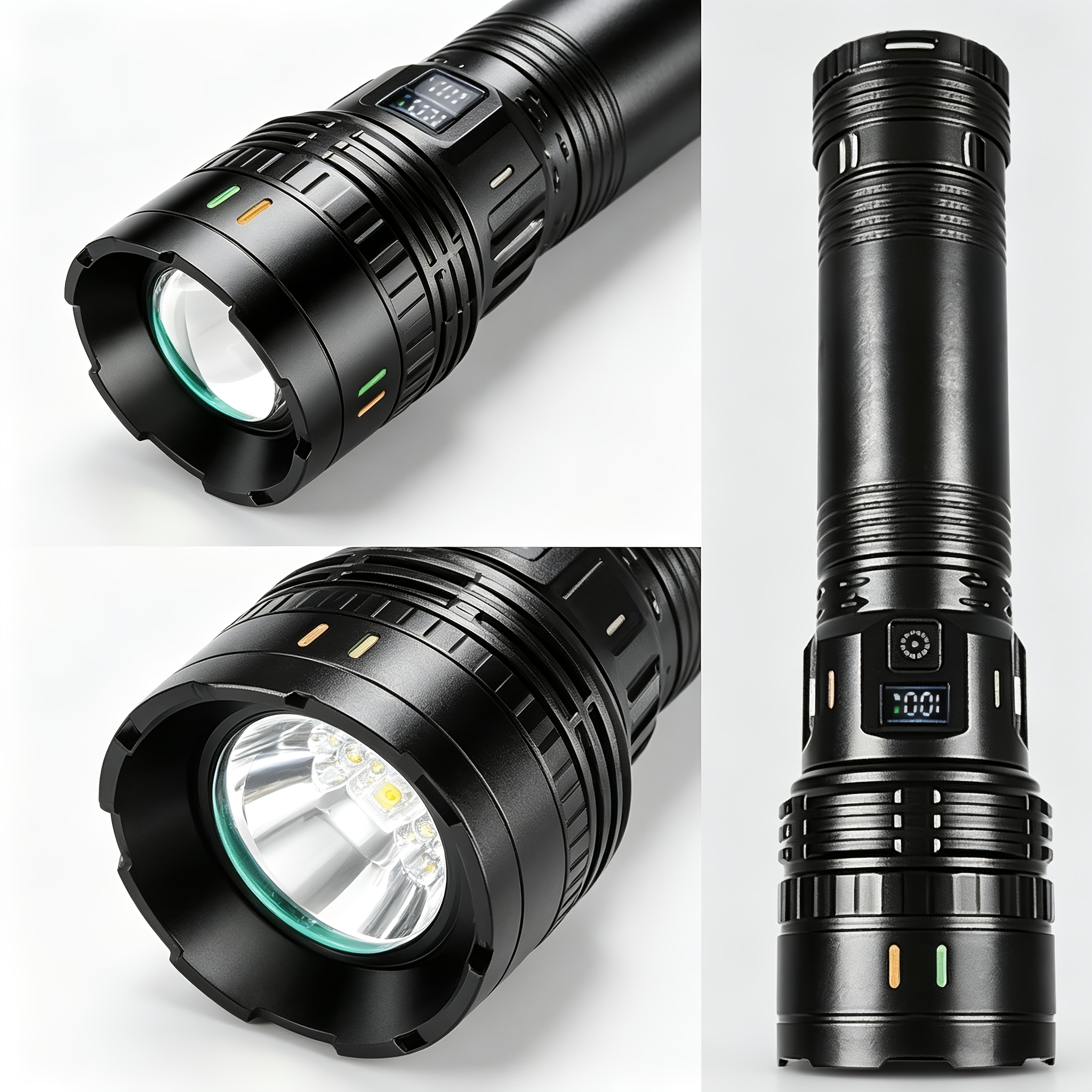 3000 High Lumens LED Rechargeable Flashlight with Zoomable Focus