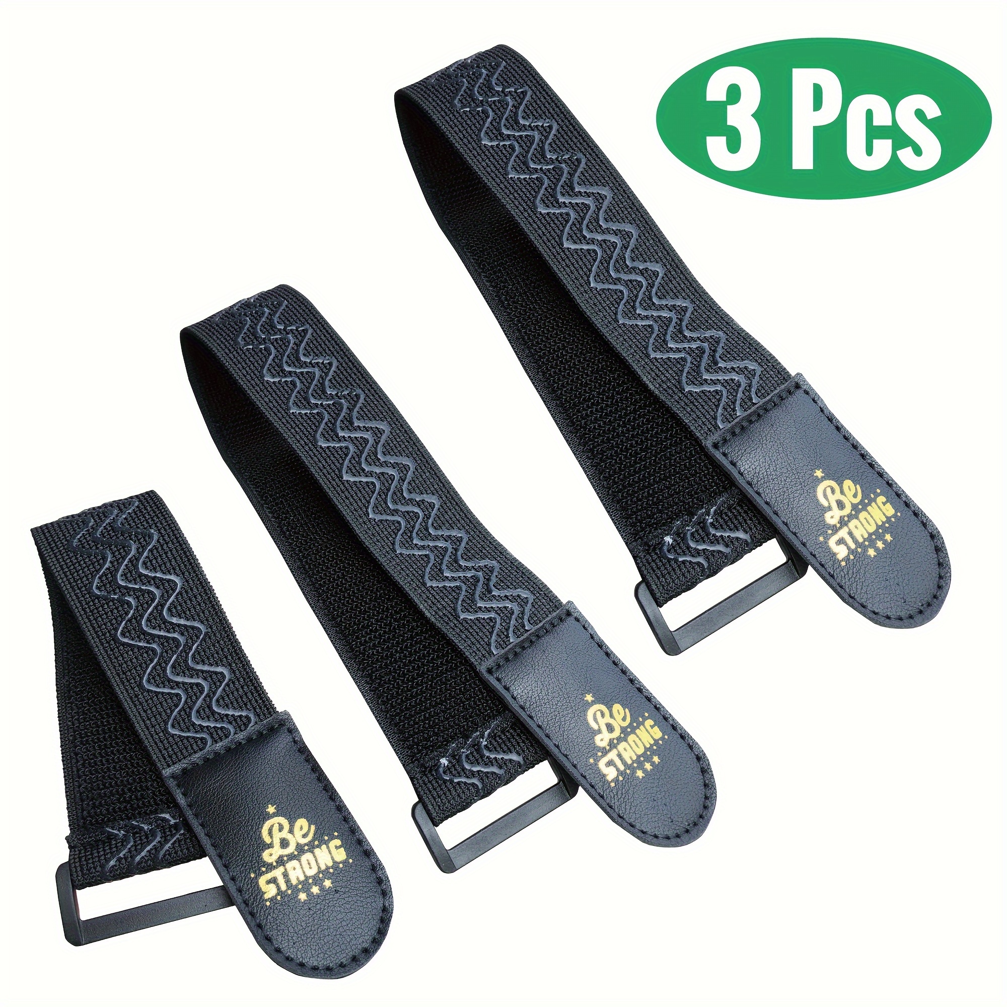 TEMU Set Of 3 Elastic Cinch Straps Featuring Anti-slip Strips, In 3 Assorted Sizes. Heavy-duty Storage Straps Are Ideal For Organizing Extension