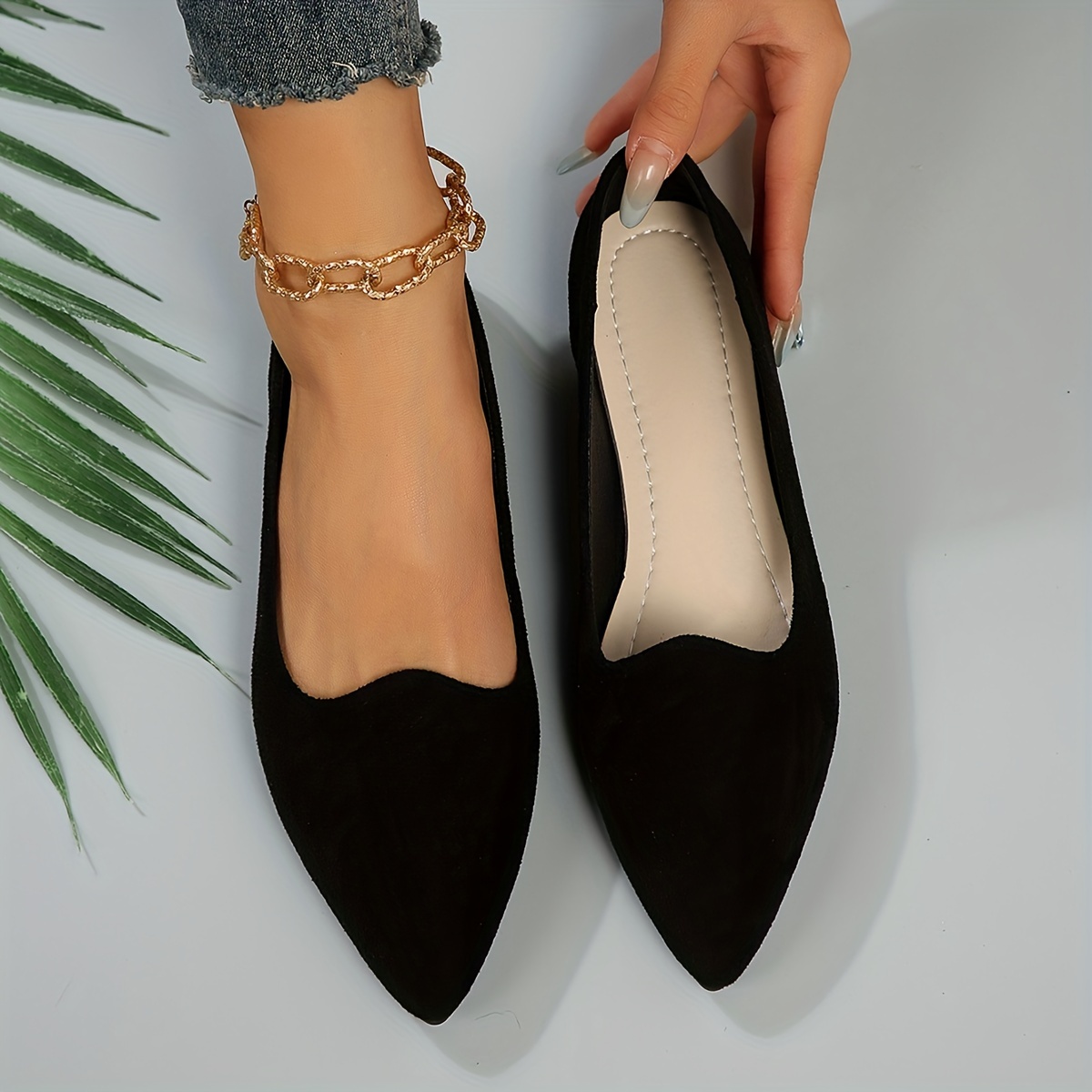 

Elegant Women's Pointed-toe Flats - Versatile & Comfortable Slip-on , Soft Sole Velvet With Cover Lining