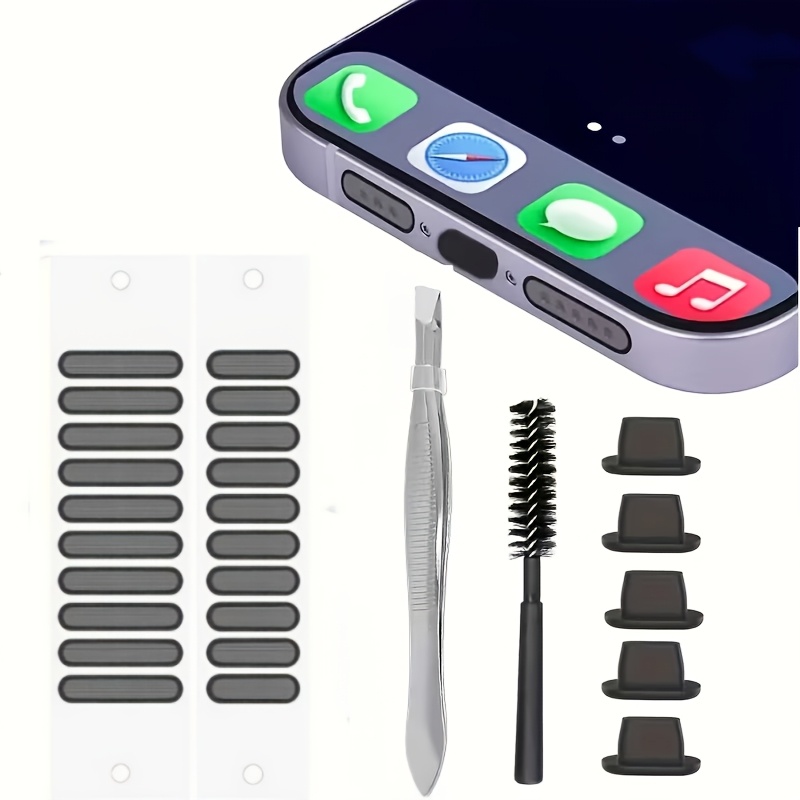 TEMU 9pcs Phone Cleaning And Maintenance Kit For Iphone 5-14, Computer Keyboard Cleaning Brush, Speaker Protective Sticker, Multi-functional Speaker