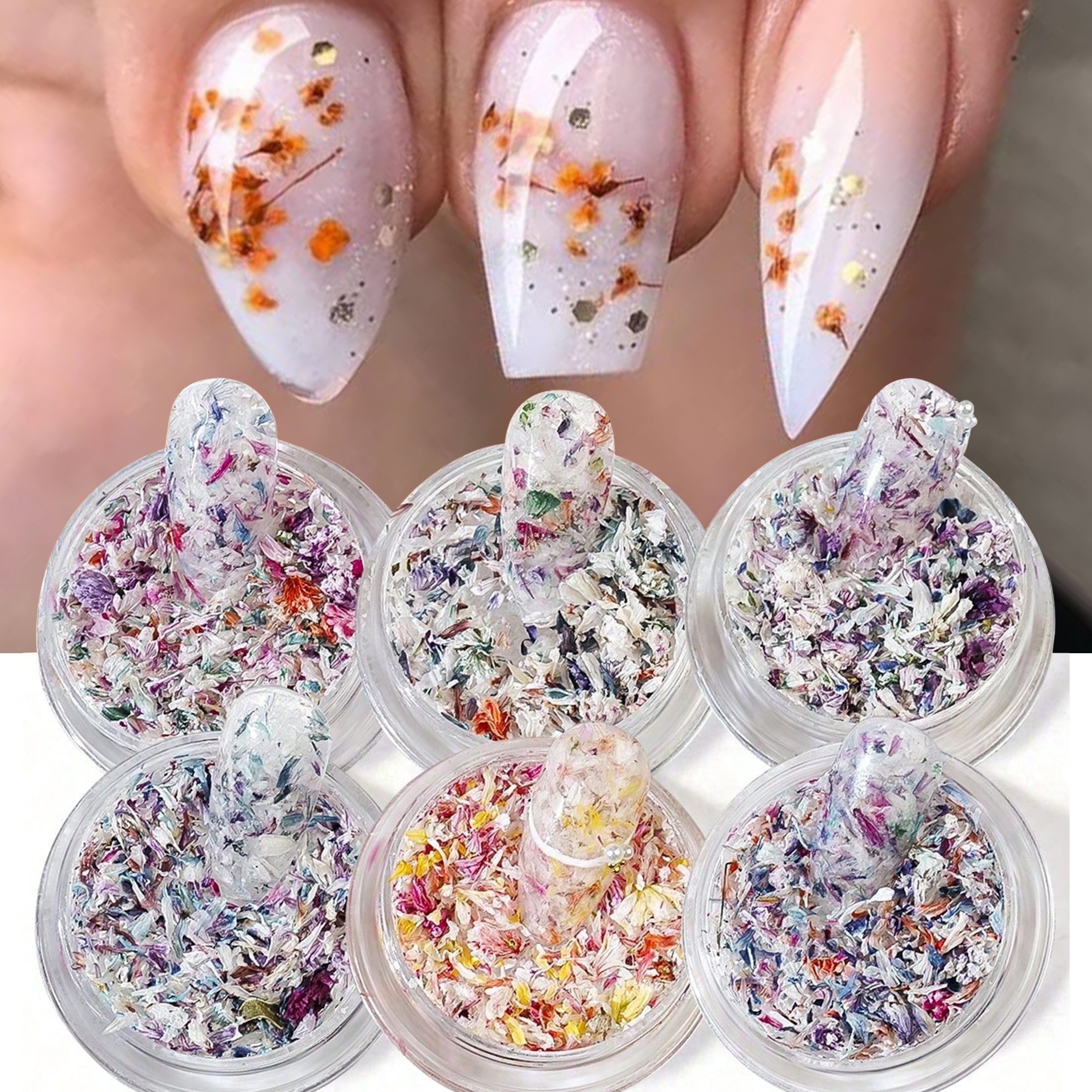 3er Set Getrocknete Blumen Für Nail Art - Trockenblumen Kit Für Nageldesign DIY