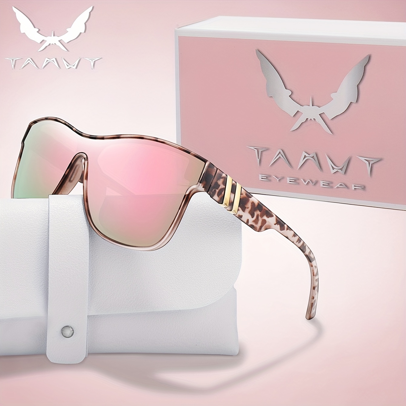   cat eye glasses for men and women stylish pink and brown gradient lenses durable plastic frame   protective case   daily wear and parties party eyewear   eyewear lightweight eyewear