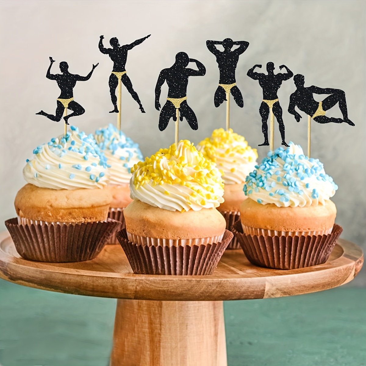 

12-pack Beefcake Cupcake Toppers - Perfect For Bachelorette & Hen Parties, No Electricity Needed, Featherless