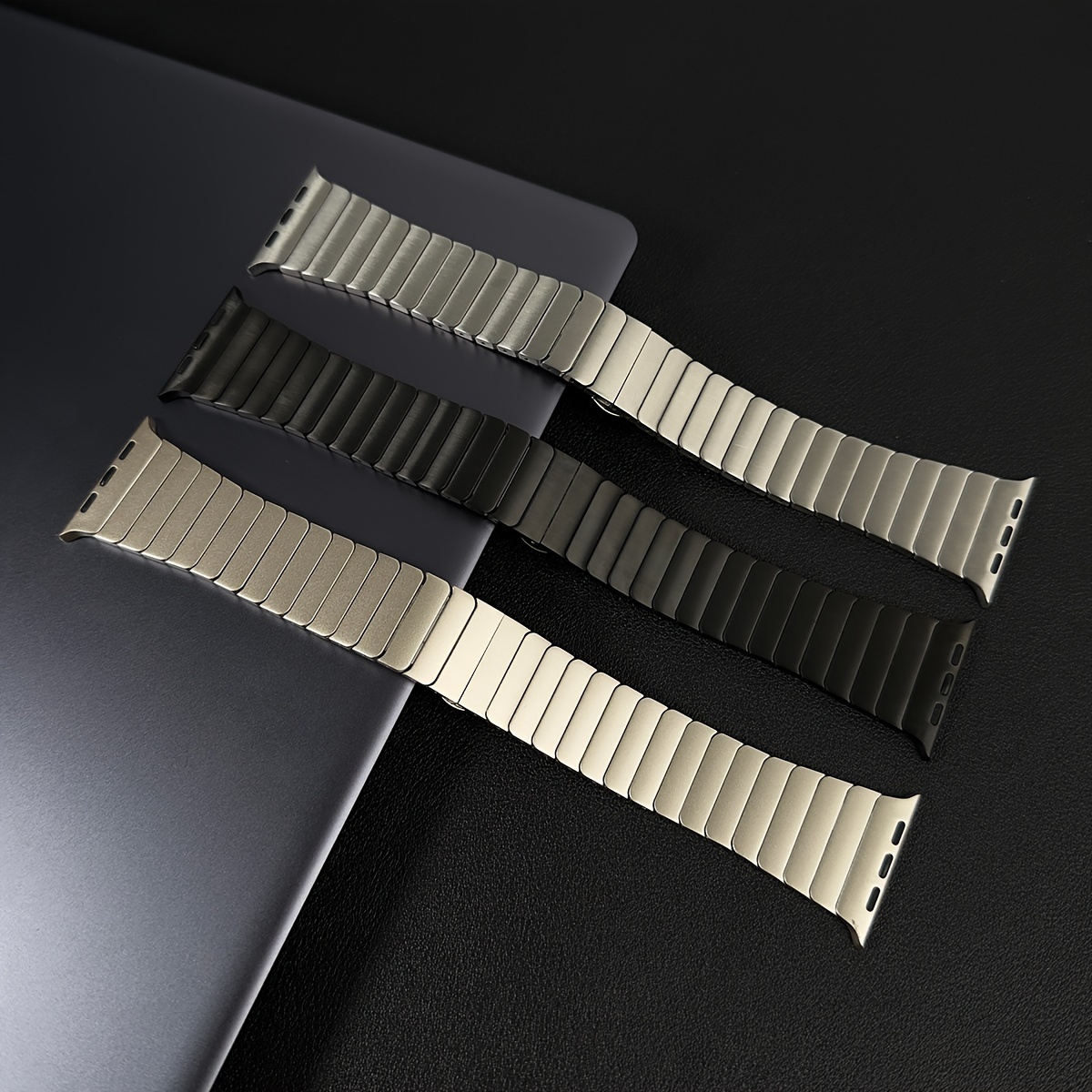 1pc paslanmaz çelik saat bantı for iwatch serisi 1-9/se, i̇ki ton metal değiştirme kayışı ile kelebek klap, 42-49mm uyumlu - i̇deal hediye ayrıntılar 4