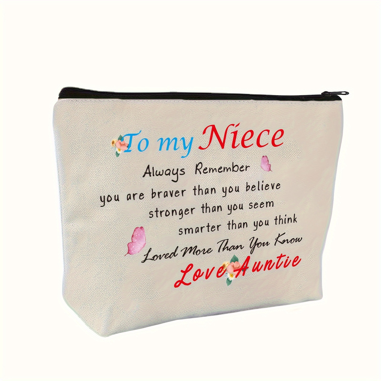 

Inspirational Aunt-niece Makeup Bag, ", , " , Zippered Toiletry , , Women's Cosmetic Bag, No Formaldehyde, ,