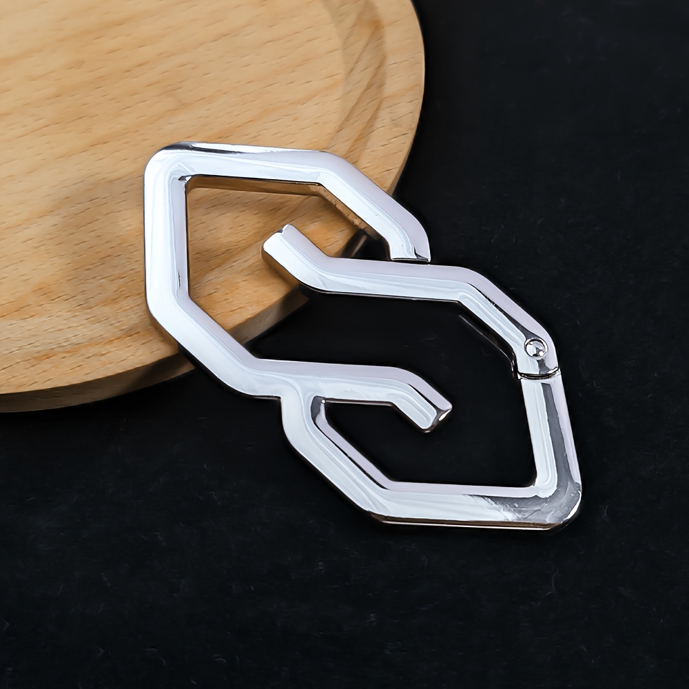 TEMU Geometric Metal Keychain, Heavy-duty Key Ring With Unusual Spring Clasp, Trendy Hip-hop Waist Keychain, Car Keychain Accessory, Dog Clip Men's