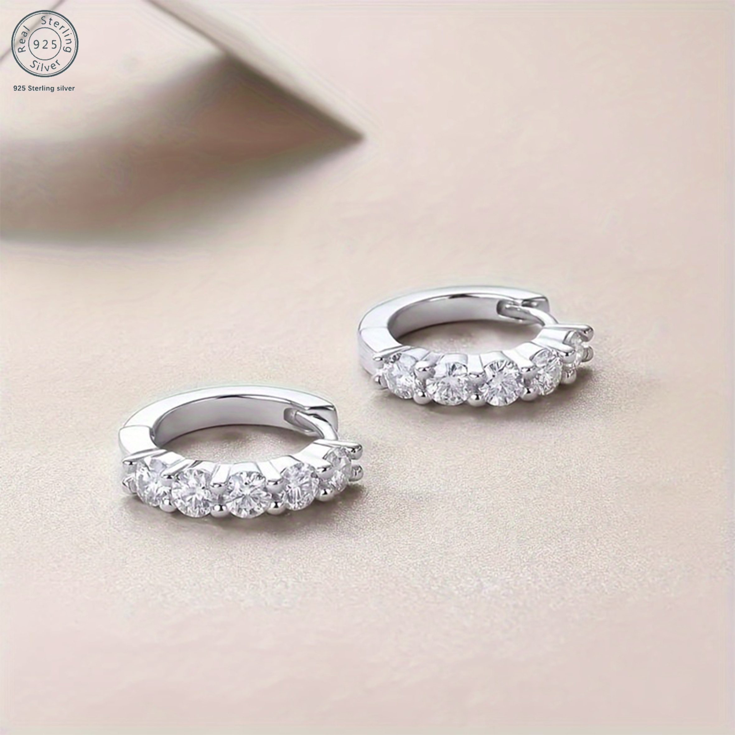   earrings 925 sterling silver 5   diamonds set   with elegant gift box   for man wife girlfriend mother daughter   for birthdays anniversaries valentines day any holiday Product details 1
