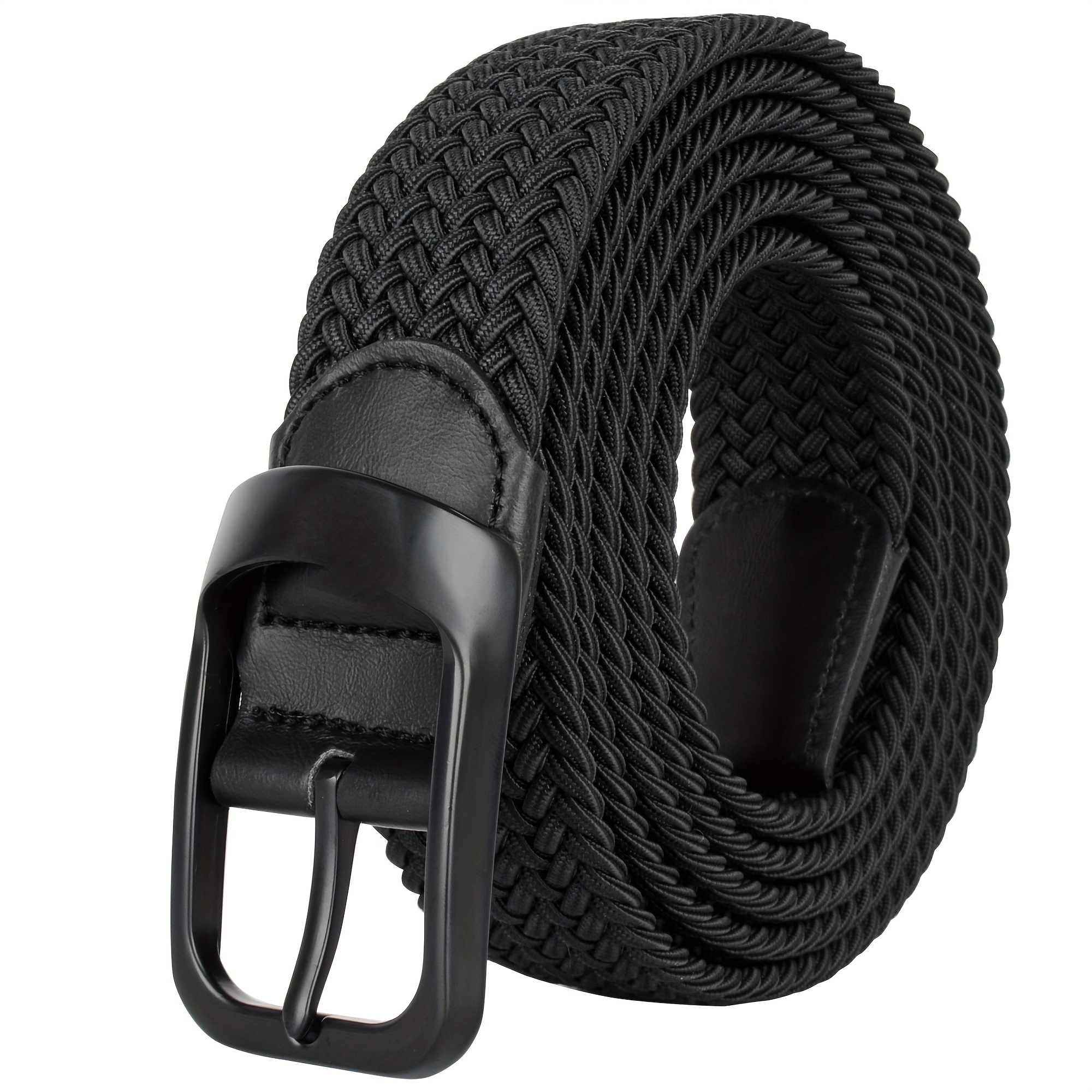 

Plus Size Large Size Mens Elastic Casual Belt Durable Iron Buckle Comfortable Polyester Fiber Panel Adjustable Strap Sports And Everyday