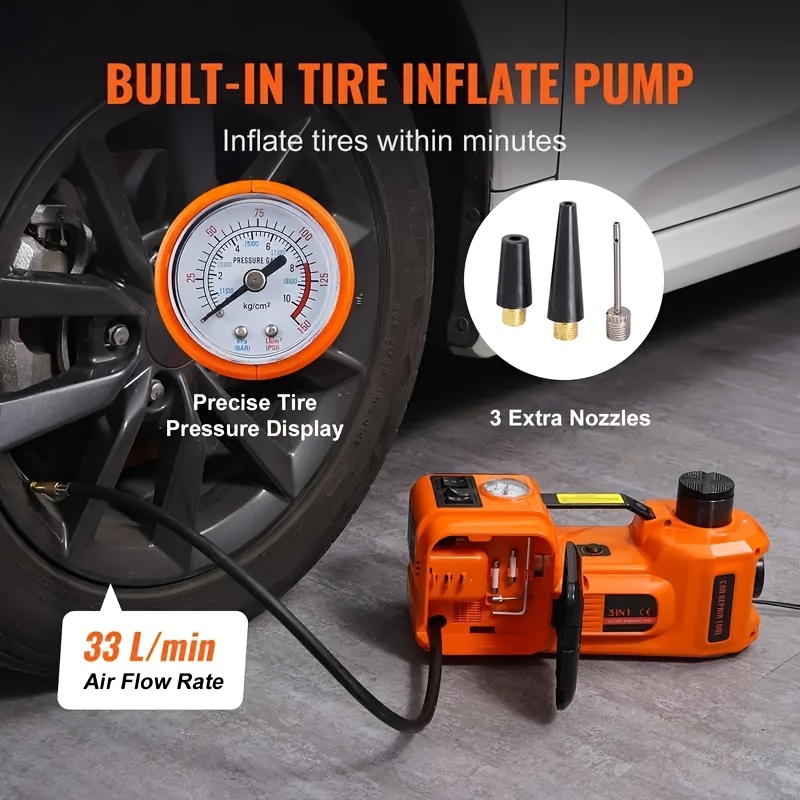  electric car jack 5ton 12v kit car jack hydraulic lifting range 6 1 17 7 inch with inflator electric jack for car suv sedan mpv change tires garage repair emergency kit Product details 4