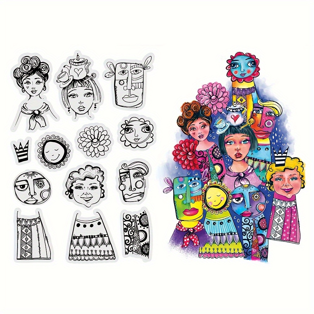 

Diy Craft Character Stencils & Templates Set – Rubber Clear Stamps For Scrapbooking, Card Making, Photo Album, Art Decoration – Transparent Stamping Molds With Assorted Designs