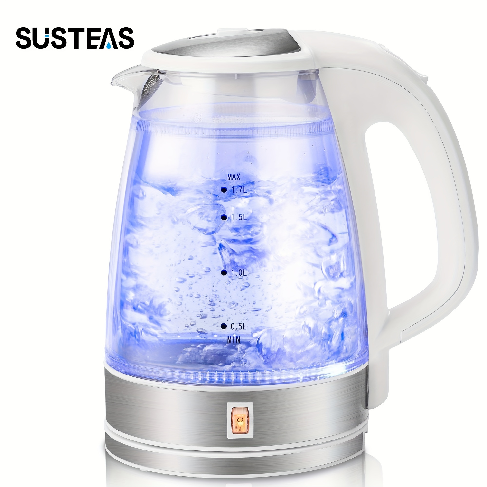

Susteas Double Wall Electric Glass Kettle With 6 Hours Keep Warm Function, 1200w Hot Water Boiler, Cool Touch Electric Tea Kettle, Auto Shut-off And Boil-dry Protection, Bpa Free Borosilicate Glass