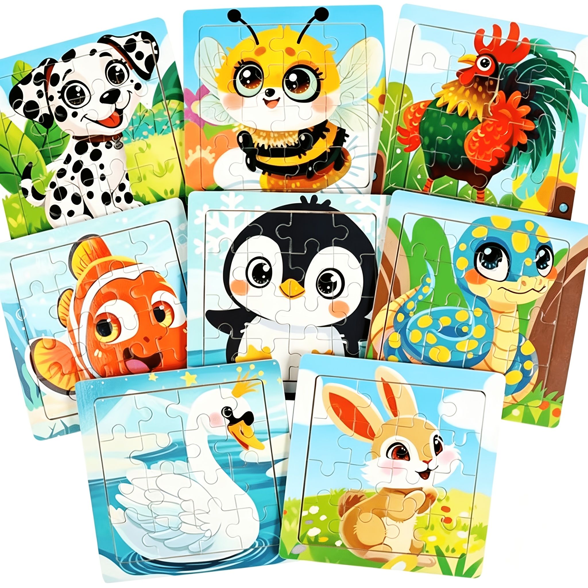 4-Pack Wooden Jigsaw Puzzles Animal Vehicle Theme