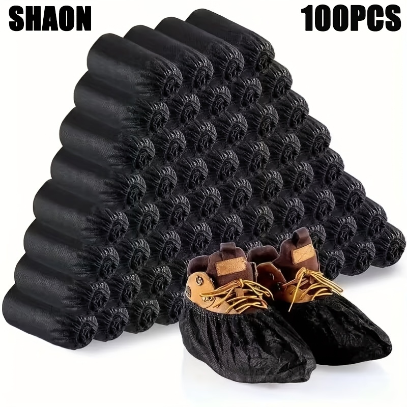 TEMU Shaon100pcs Shoe Covers, Stretchable Disposable Shoe Covers, Thick Non- Fabric, Fits All, Suitable For Indoor/outdoor Use, For Real Estate,
