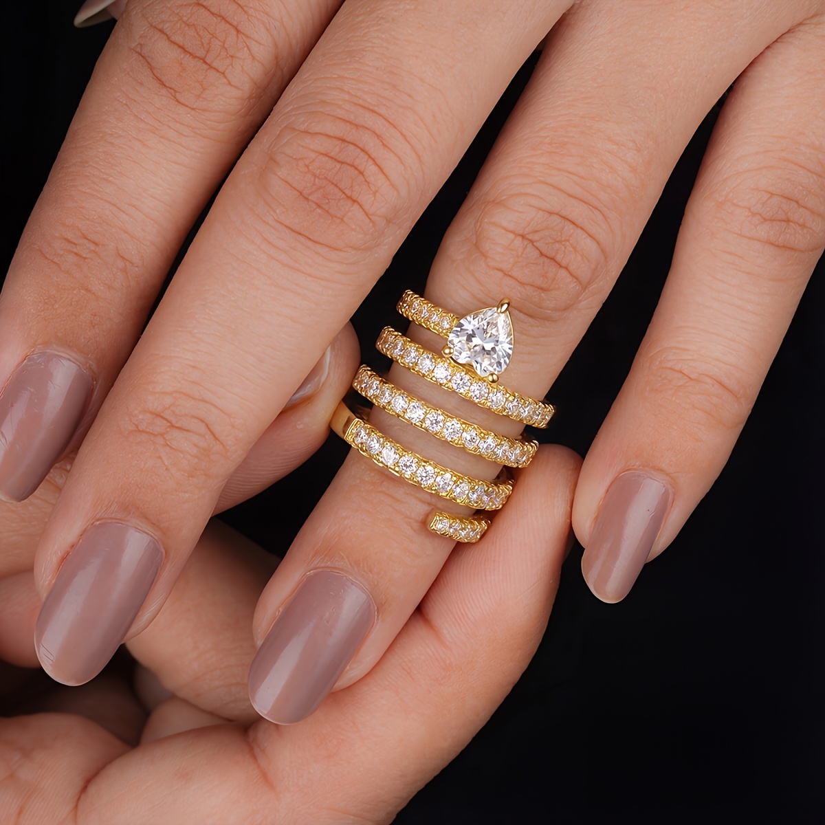 Women's Multi-Layer Heart-Shaped Ring, European Style