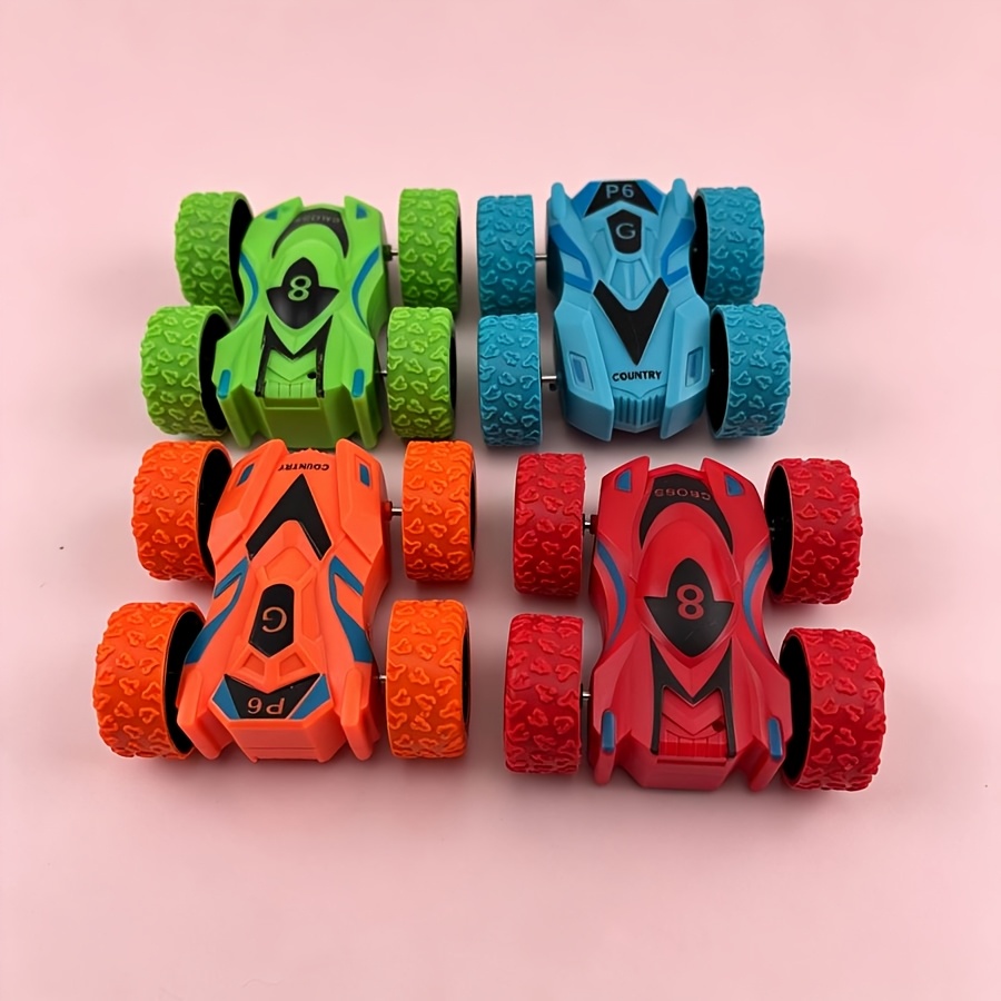 TEMU 4pcs Double-sided Dump Truck Stunt Cars, Friction-powered Stunt Car, Sorting & Stacking Toys, Small Gifts For Children's Gatherings And Parties,