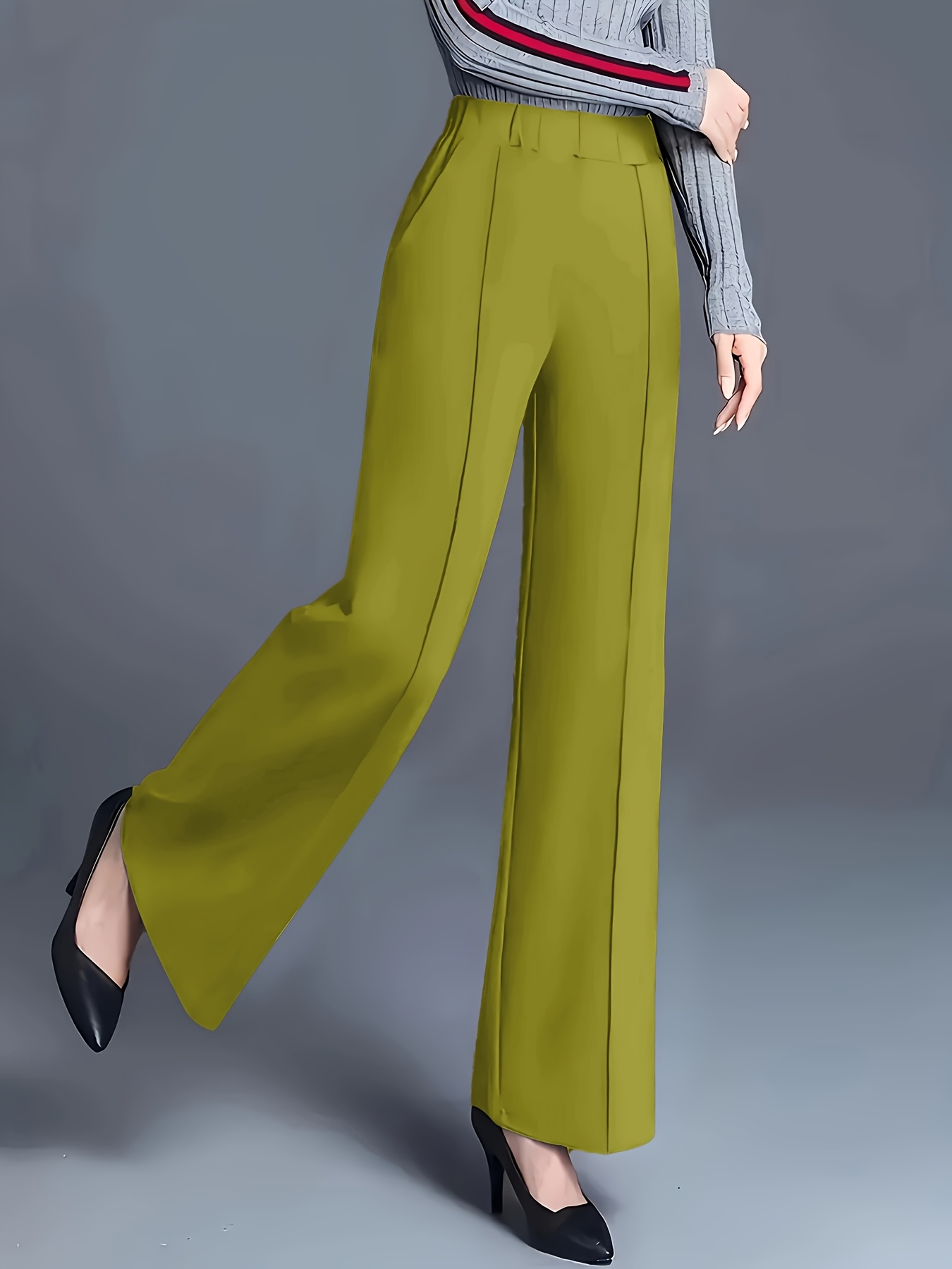green emerald velvet dress Dress Pants Women High Waisted Casual Business Office Work Pant Loose Fit  Lightweight Versatile Trousers with Pocket at Amazon Women's Clothing store main image 1