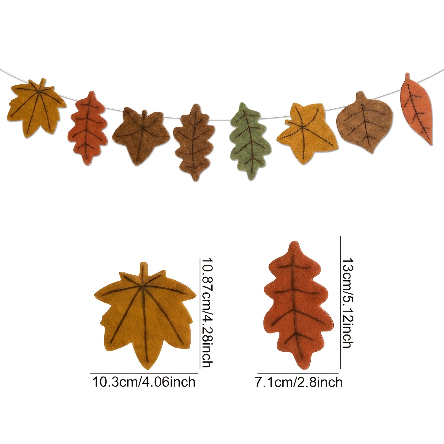TEMU 2d Flat, 2d Flat - 8pcs Felt Autumn Maple Leaf 2d Flat Banner, Hanging Garland, Seasonal Wall Hanging Decor, Perfect For Thanksgiving, Autumn