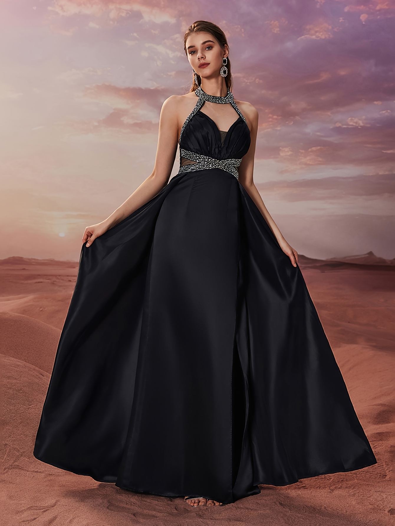womens elegant halter neck backless evening gown - Temu Bahrain