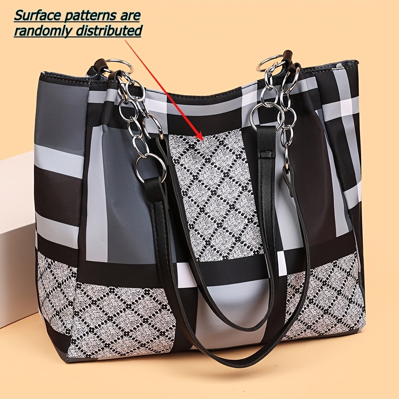 TEMU Women Tote Bag 2026 New Korean Style Casual Handbag Large Capacity Wear Resistant For Daily Shopping Parent Outing Park Picnic