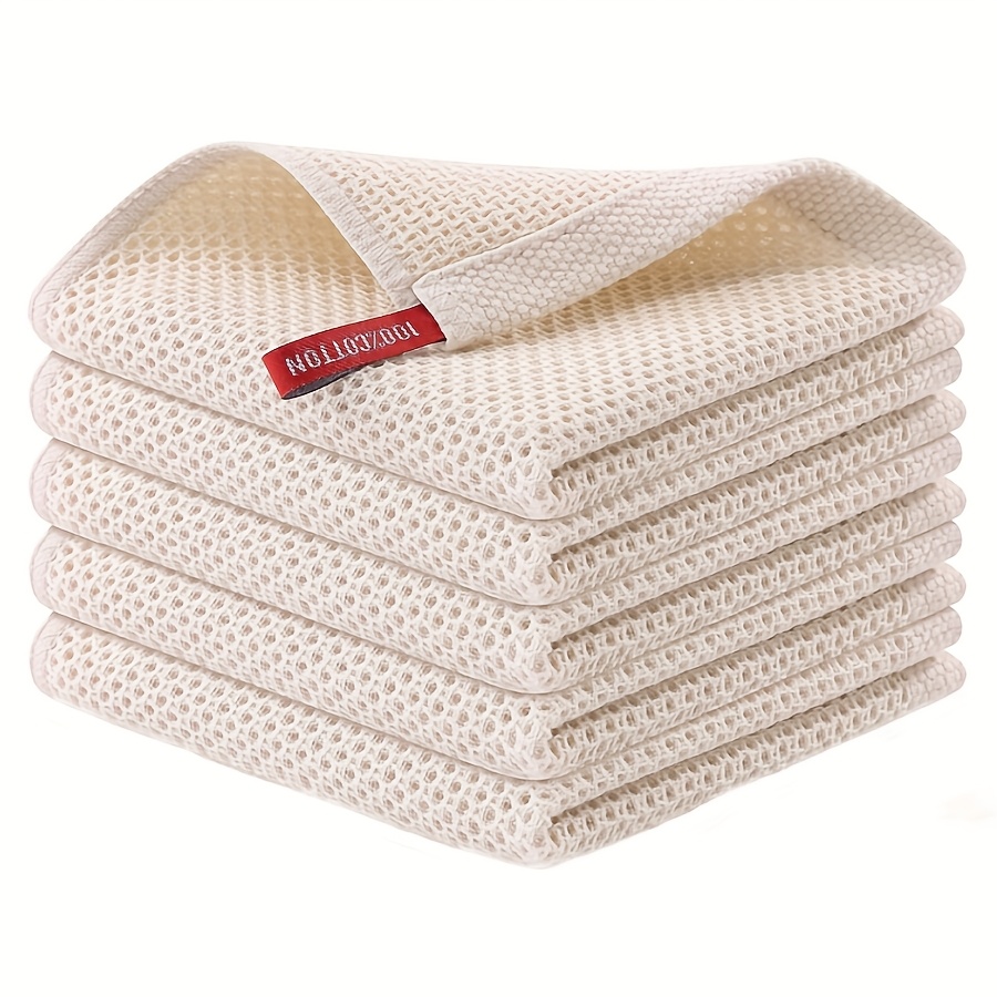 5-pack 30cm X 30cm Dishcloths. 100% Cotton Waffle Weave Cleaning Cloths, Suitable For Household Kitchen Use, Reusable Cleaning Cloth Set