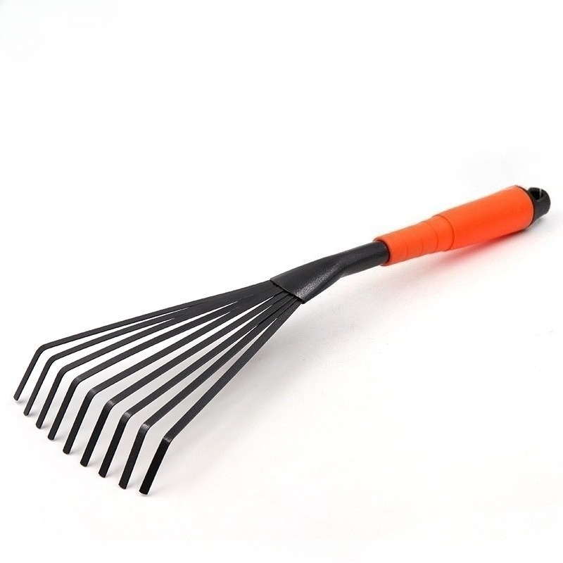 TEMU Heavy-duty Metal Garden Rake, Manual Weeding Tool, Suitable For Vegetable Gardens, Ideal For Trimming Leaves, Removing Weeds, Leveling Soil, And