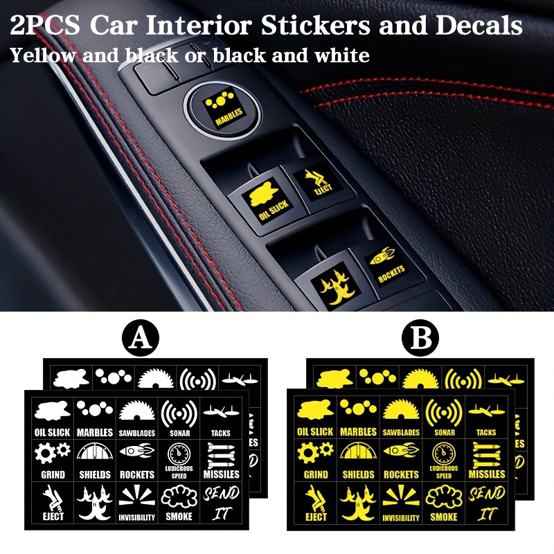 

2pcs Car Dash Button Decals - Vinyl Self-adhesive Car Interior Stickers For Unused Switch Labeling, Geometric Auto Theme Decals, Matte Rectangle Vehicle Control Panel Embellishments For Glass Surfaces