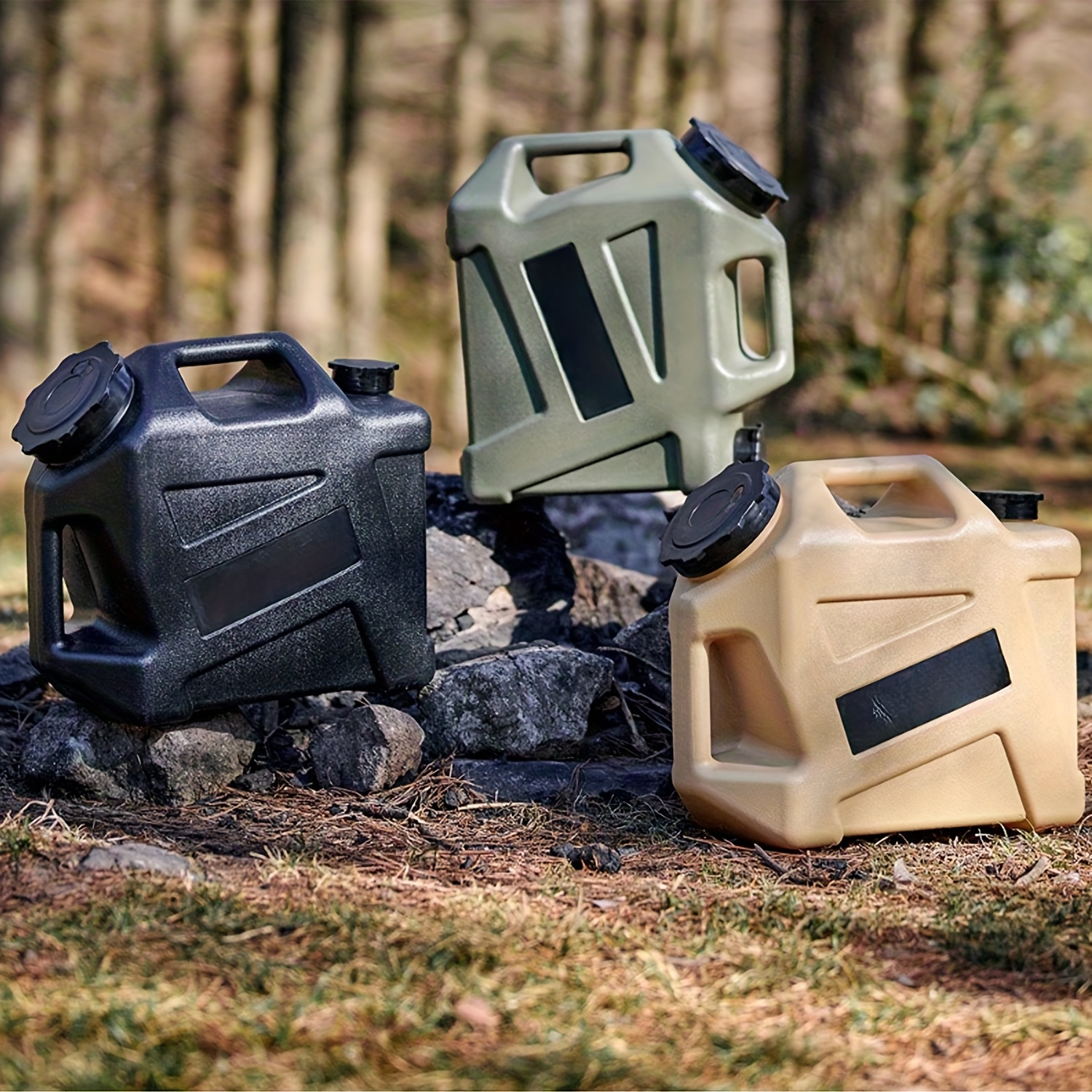 11-12L/2.9-3.2Gal Military Green Portable Water Tank with Faucet - Durable Leakproof Design, Ergonomic Handle & Carrying Straps for Camping, Hiking, Emergency Storage, Water Storage Tank, Hiking Essentials, Robust Construction, Sturdy Construction