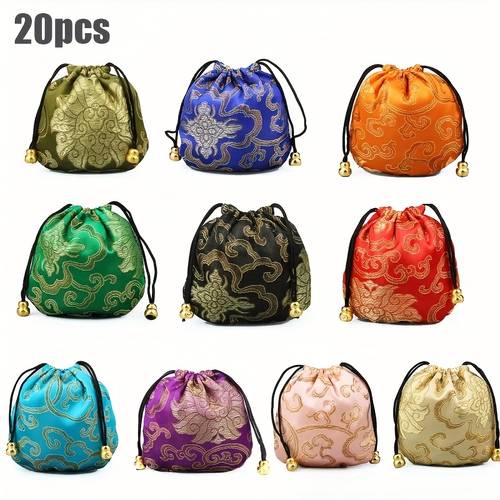 20 40pcs jewelry pouch bulk embroidered drawstring pouch bag chinese coin gift for women