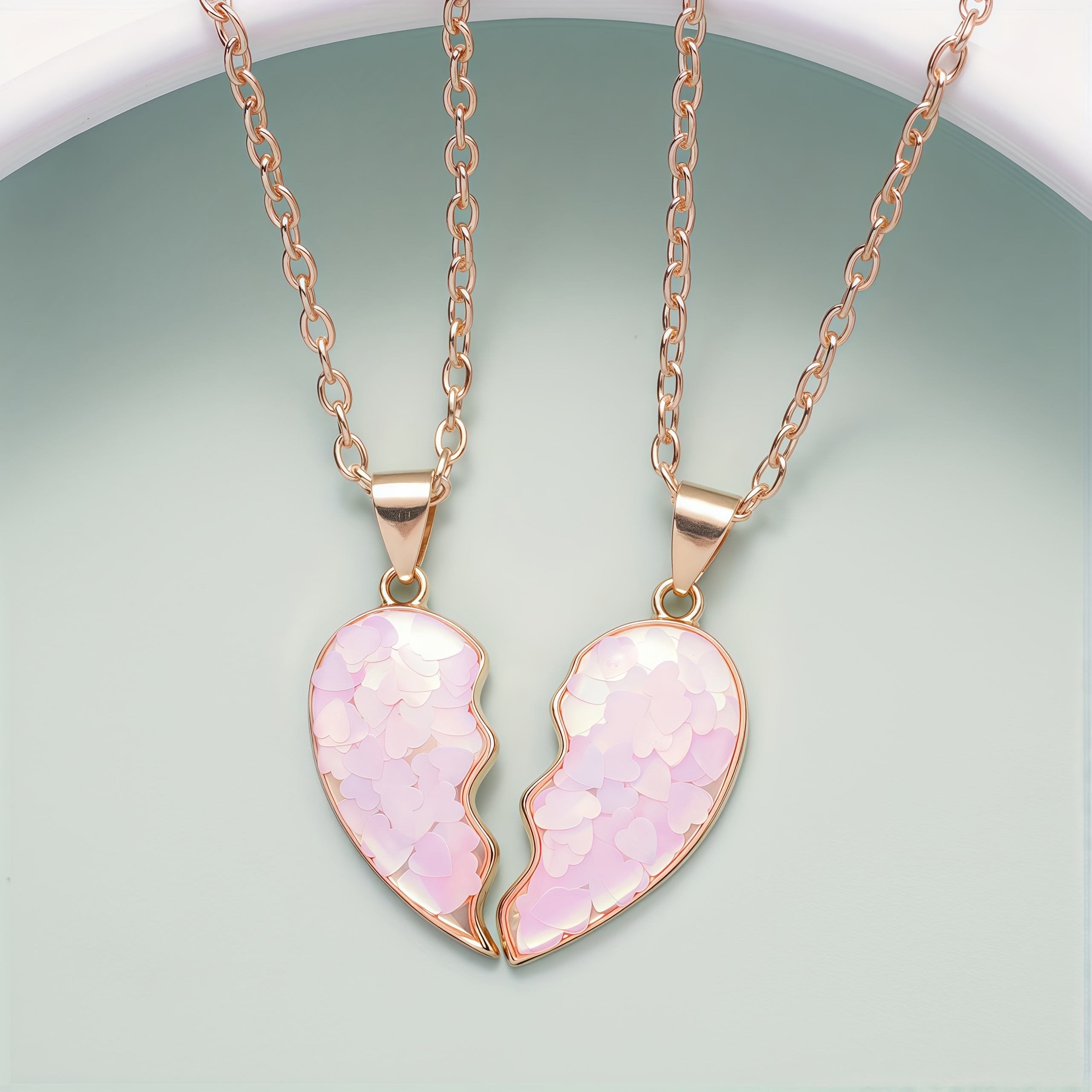Heart-Shaped Pendant Necklace Set for BFFs and Couples