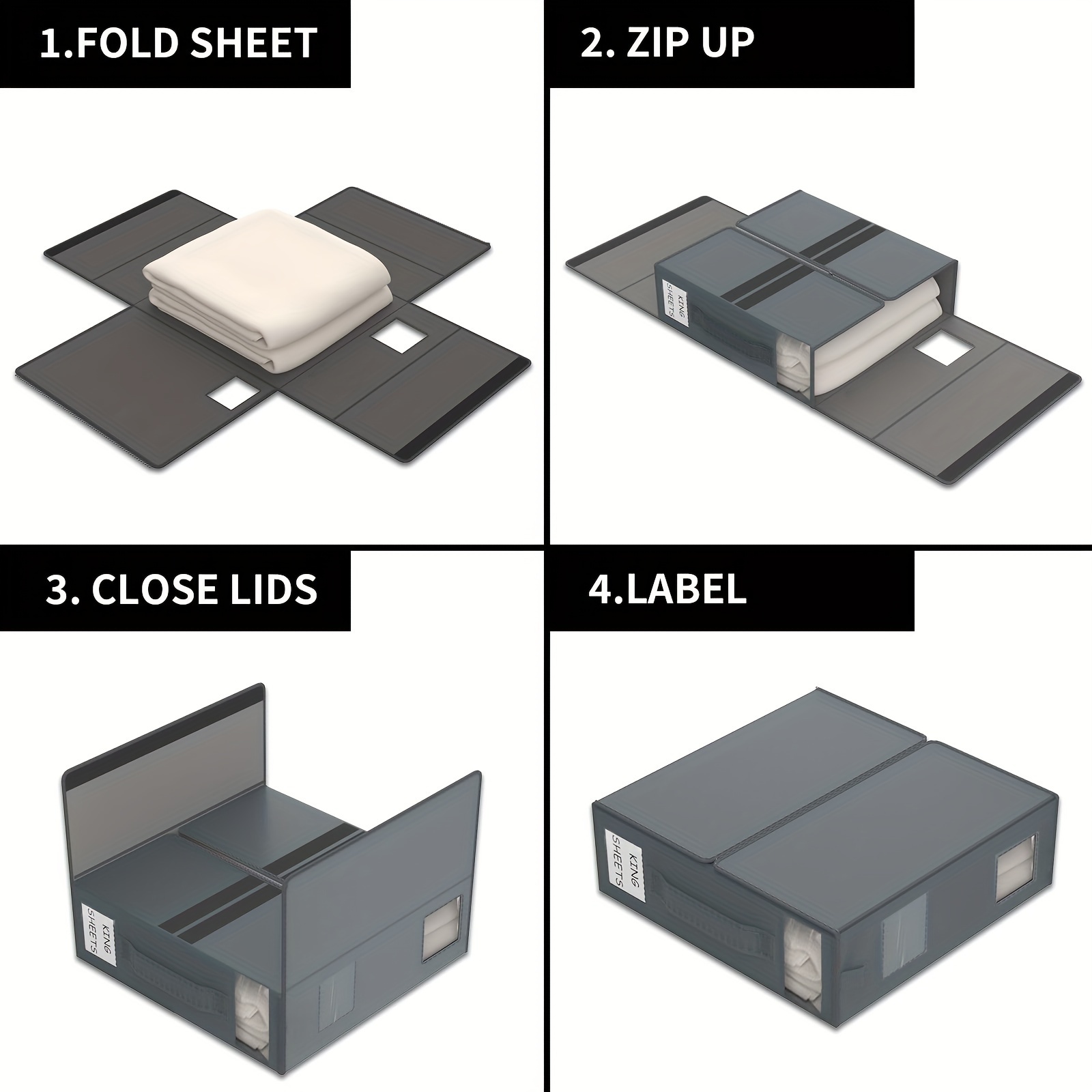 2/4pcs Bed Sheet Storage Box, Large-capacity Sheet Storage Box, Foldable  Storage Box For Duvet Sets, Wardrobe Storage Box For Bedding Clothes  Blankets