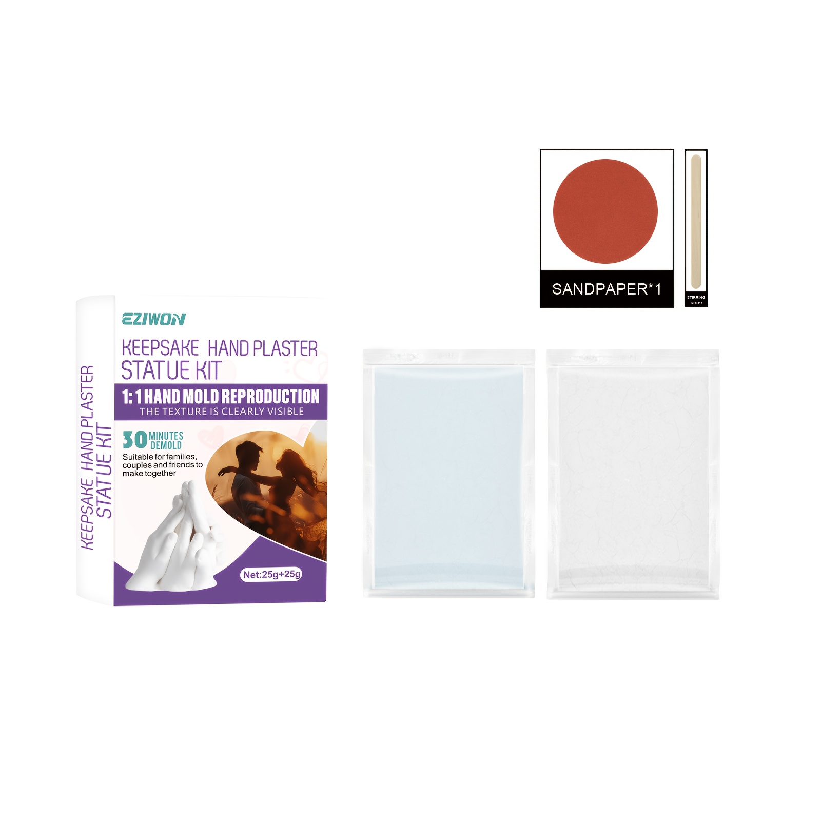 TEMU Diy Couple Hand Casting Powder Kit - Create Couple Keepsake Hand Casts And Parent-child Palm Molds, A Atmosphere. Features Fine, Easy-to- That ,