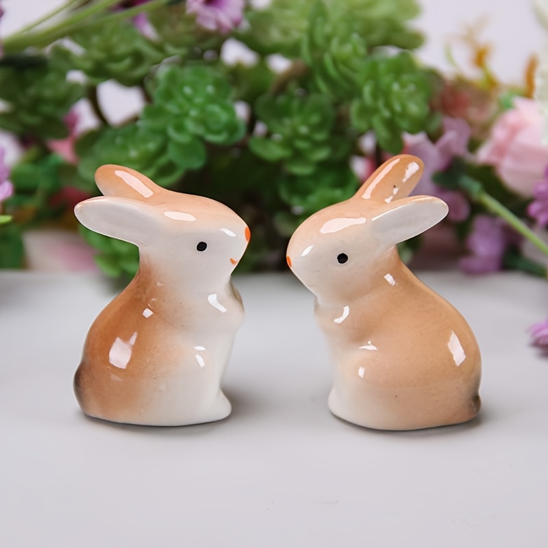 

Room Decor 2pcs Rabbit Figurines, Ceramic Craft Ornaments For Home Decor, Bonsai, And Gardens