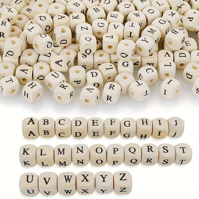

100pcs Wooden Letter Beads, Cube Wooden Letter Beads, 10x10mm, A-z Sorted, Natural Square Wooden Craft, Letter Loose Spacer Beads For Jewelry Bracelet Making