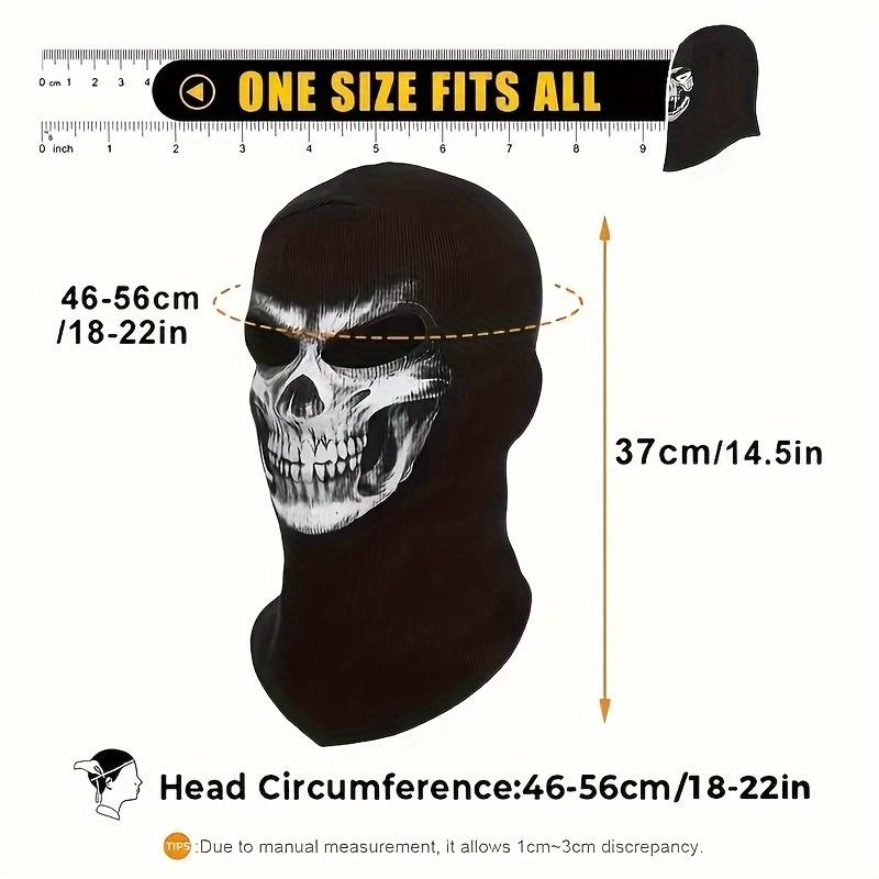 

1pc Pattern Balaclava Mask For Men And Women, Windproof, Uv Protection, Dustproof, Polyester Knit Fabric, Washable, Suitable For Cycling, Motorcycle Riding & Outdoor Activities, Halloween Accessory