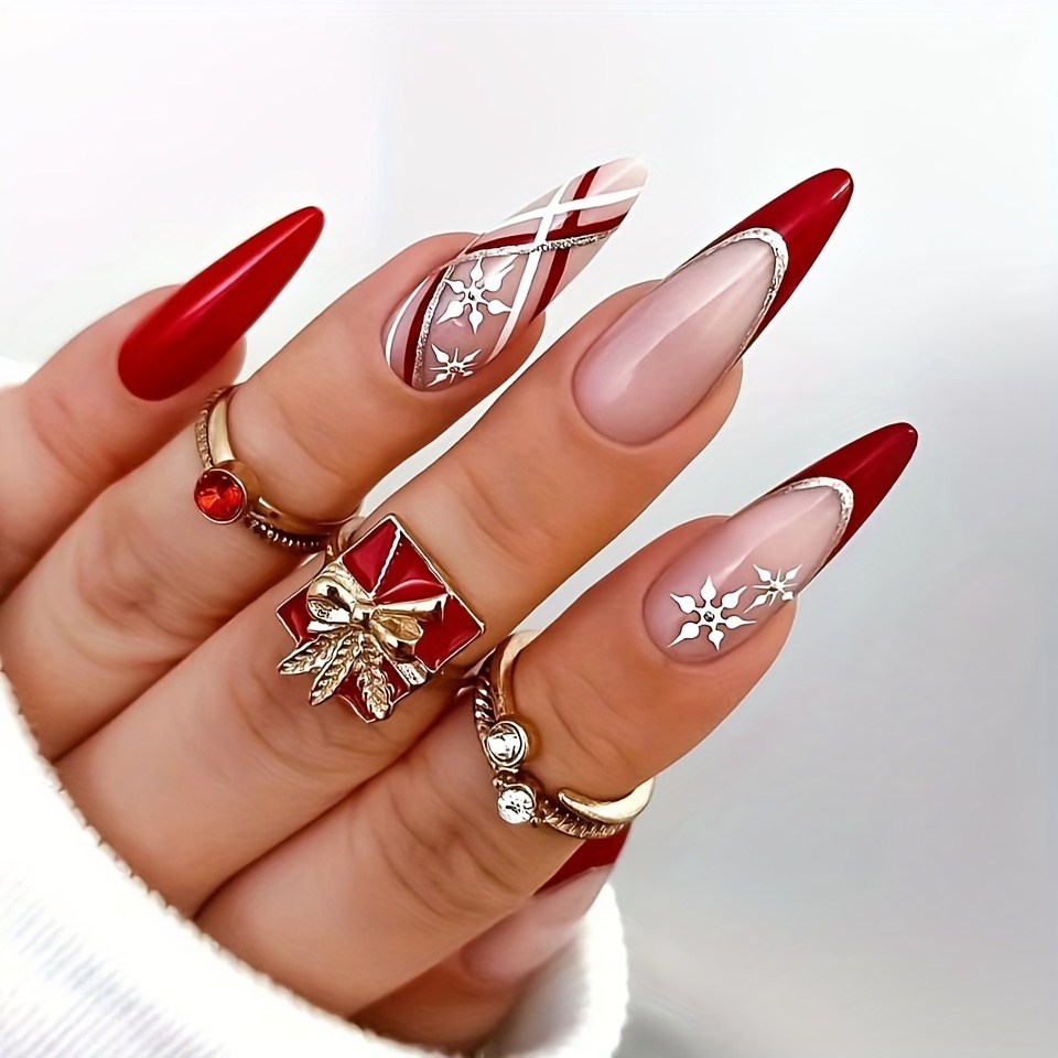 

24pcs Christmas Set - Long , Red & , - For Women