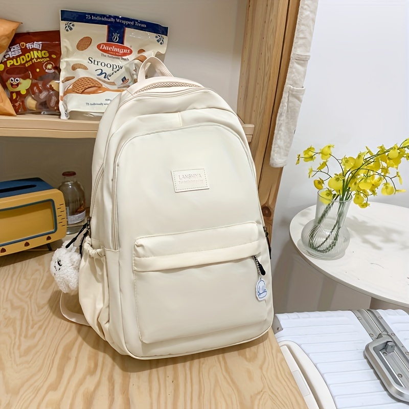 TEMU Mochila escolar de estilo moderno con múltiples bolsillos