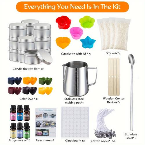 deluxe handmade diy accessories for adults teens beginners candle making kit including soy wax stirring spoon pouring cup storage jar essential oil candle wick core holder diy starter complete candle making kit arts and crafts kit suitable for easter thanksgiving valentines day fathers day mothers day gifts