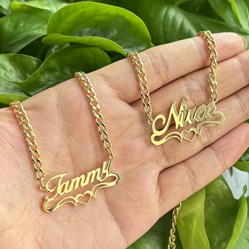 

Custom Name Heart Pendant Necklace Elegant Cute Style - 18k Gold Plated, 316l Stainless Steel, Personalized Name Jewelry For Women, Ideal For Valentine's Day Gifts & Parties - No Mosaic Material