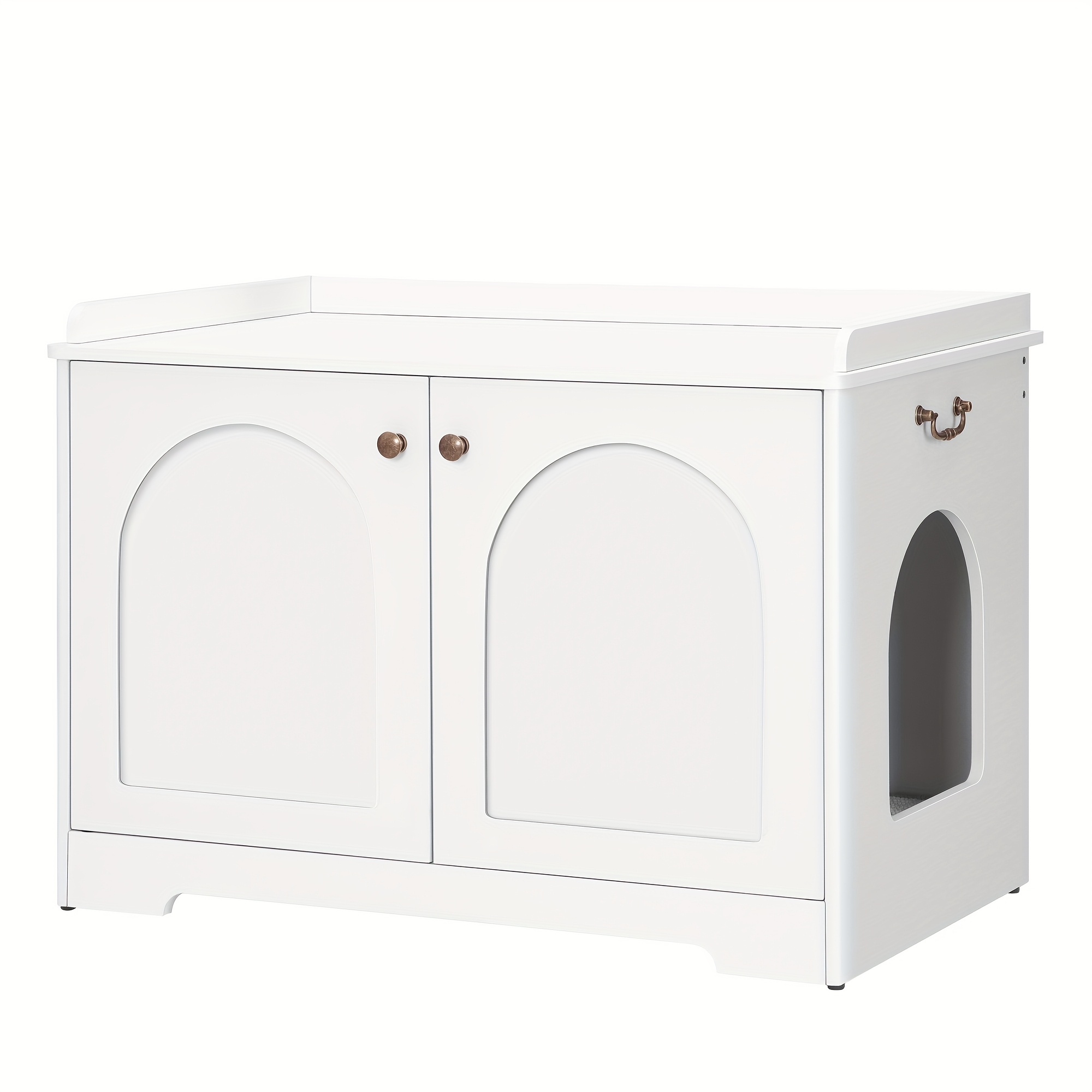 Image of Cat Cabinet With Handles, Cat Litter Box, Cat Litter Cabinet, Cat House With Door, Wooden Side Table For The Pet House, 50 X 80 X 57cm, Stable Cat Cabinet, White