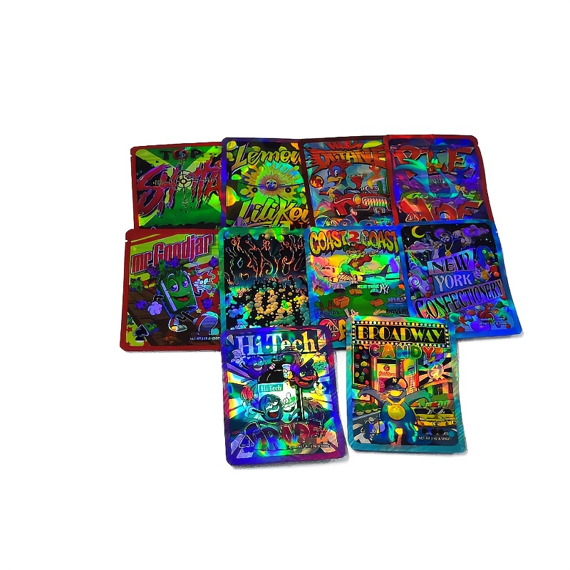 

/50pcs Holographic Polyester Ziplock Bags, 3.5g, Laser Style, Reusable, Odorproof Storage, Resealable Gummy Bag, Ideal For Halloween, Christmas & Holiday Packaging