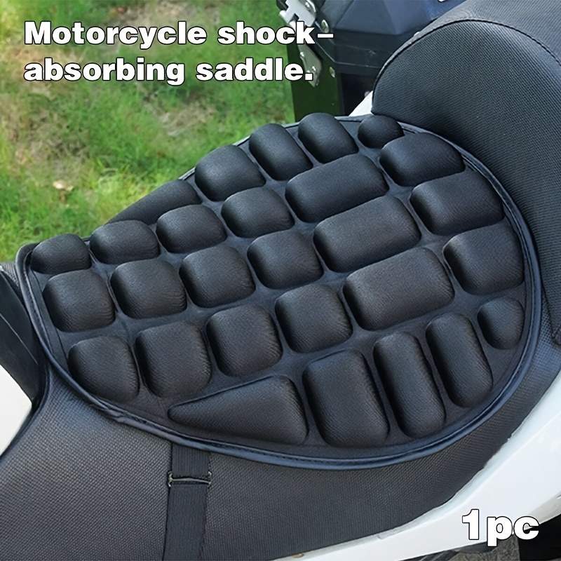 

Motorcycle Seat Cushion Cover 1pc - Shock Absorbing, Breathable, Thickened Lycra Pad For Motorbike And Electric Scooter - Black