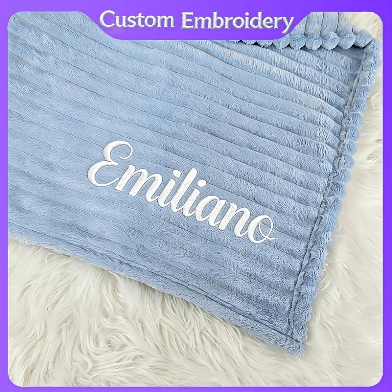 Custom Embroidered Name Flannel Blanket