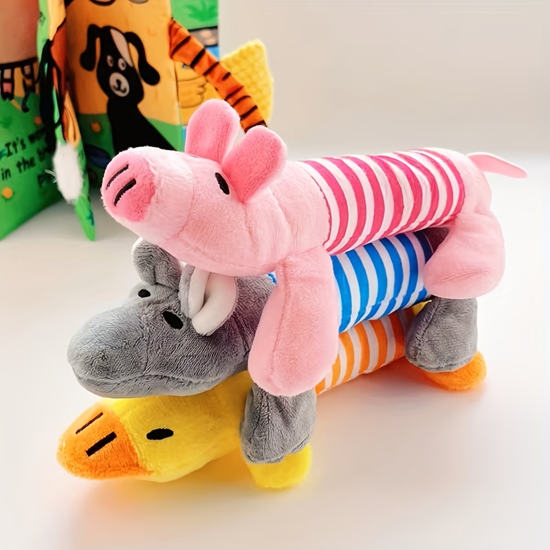 1pc animal pattern chew toy squeaky   elephant duck plush for puppy teething durable interactive dog toy with teething texture Product details 2